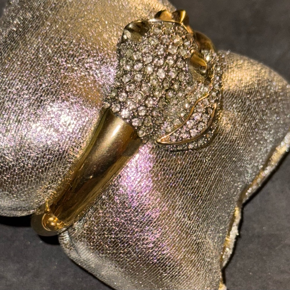 MOV WIFE VTG Gold Pave Crystal Panther Bracelet - Picture 9 of 17